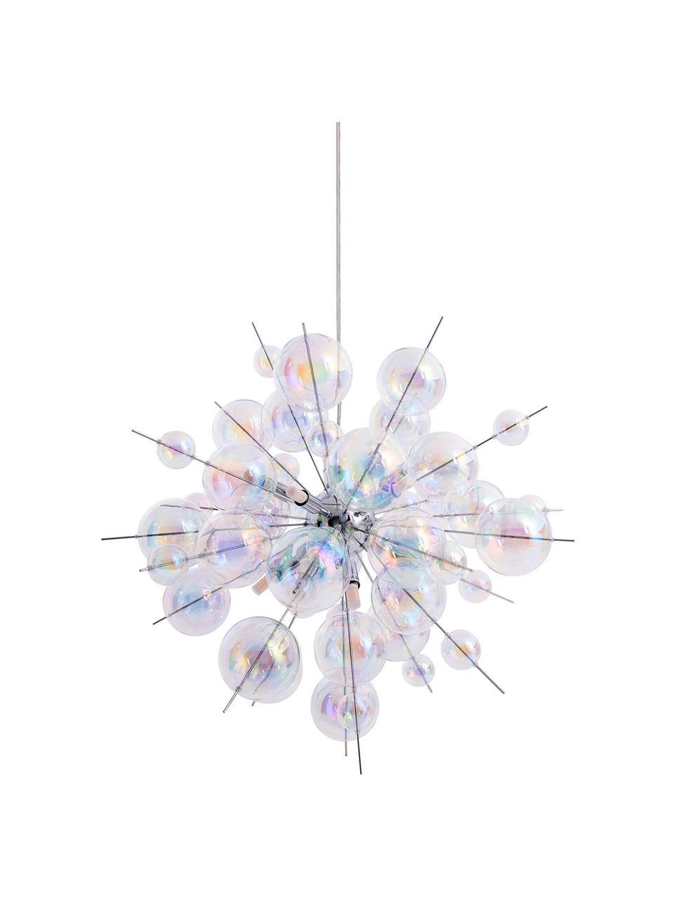 Lámpara de techo Explosion, Anclaje: metal cromado, Cable: plástico, Cromo, transparente, iridiscente, Ø 65