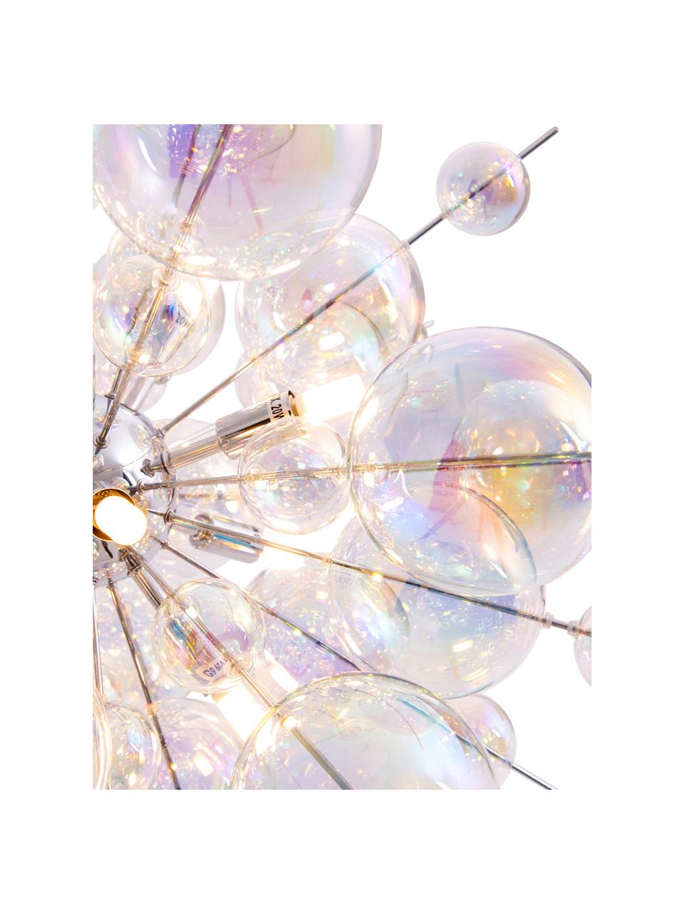 Lampa wisząca ze szklanych kul Explosion, Chrom, transparentny, opalizujący, Ø 65 cm