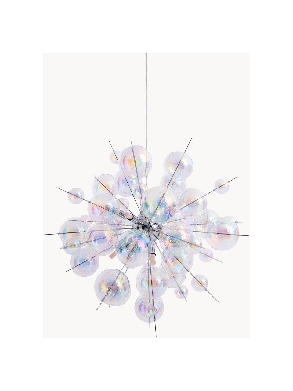 Lampa wisząca ze szklanych kul Explosion, Chrom, transparentny, opalizujący, Ø 65 cm