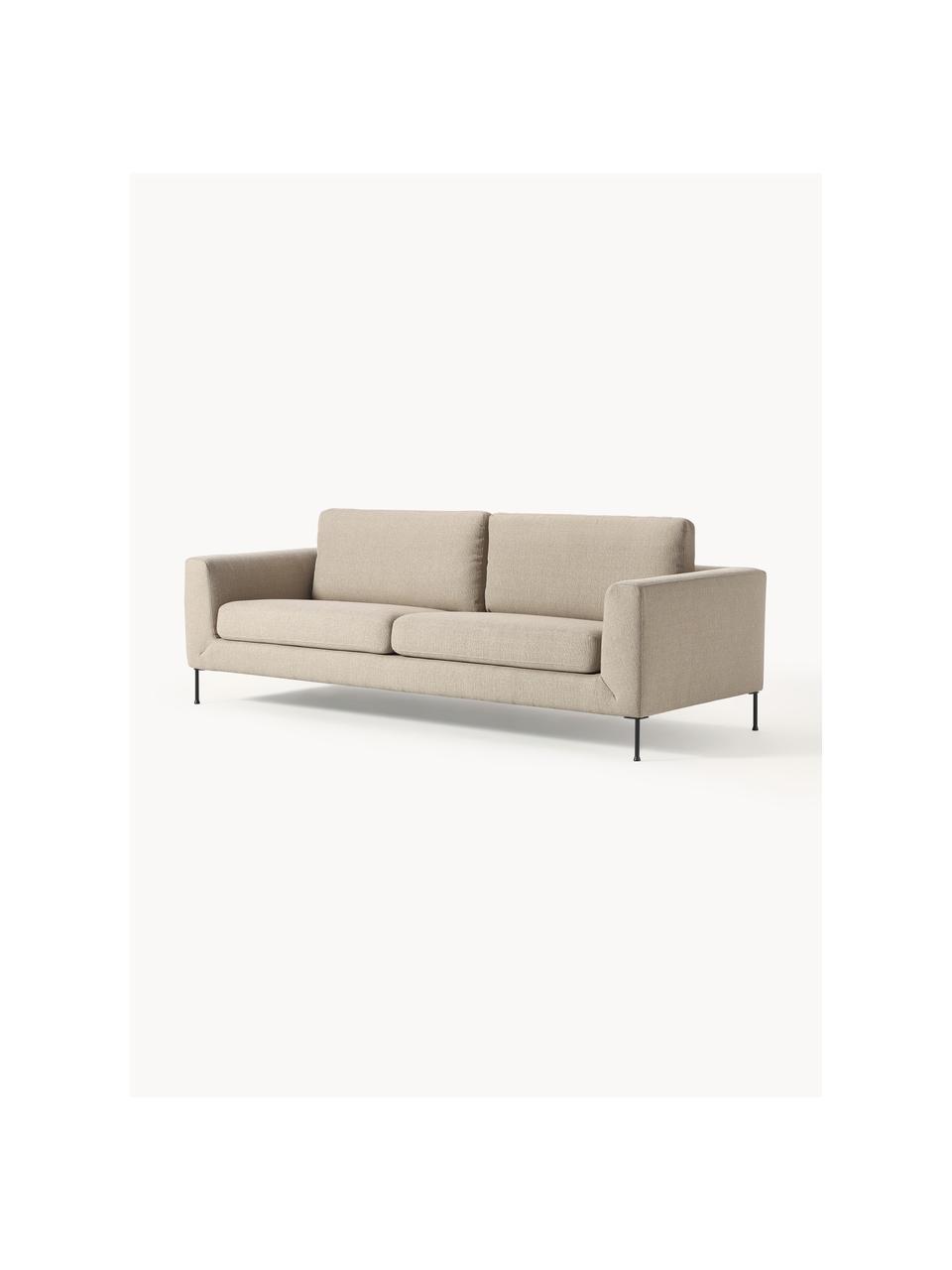 Sofa Cucita (3-osobowa), Tapicerka: tkanina (100% poliester) , Stelaż: lite drewno sosnowe, skle, Nogi: metal lakierowany Ten pro, Beżowa tkanina, S 228 x G 94 cm