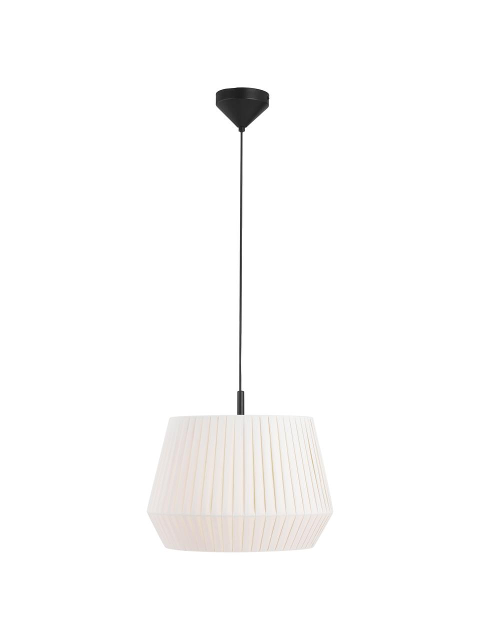 Lampa wisząca z plisowanej tkaniny Dicte, Biały, czarny, Ø 40 x W 34 cm