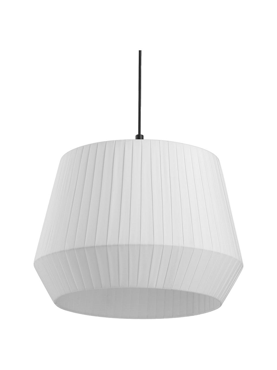 Lampa wisząca z plisowanej tkaniny Dicte, Biały, czarny, Ø 40 x W 34 cm