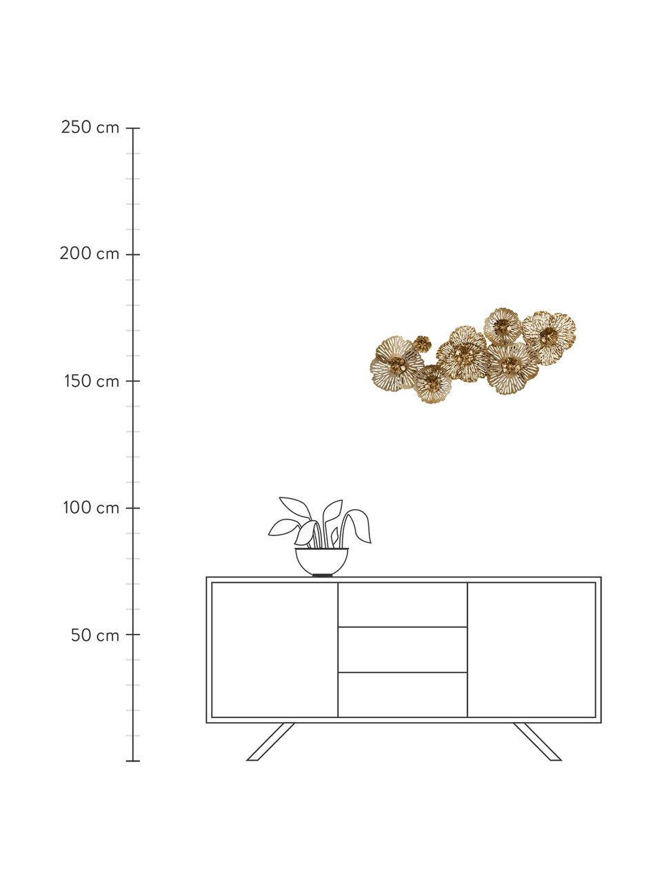 Decoración de pared grande Rosalie, Metal recubierto, Dorado, An 82 x Al 34 cm