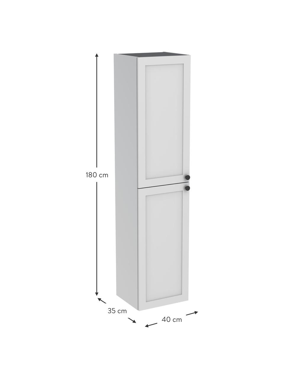 Bad-Hochschrank Rafaella mit matter Oberfläche, Griffe: Aluminium, beschichtet, Hellgrau, B 40 x H 180 cm