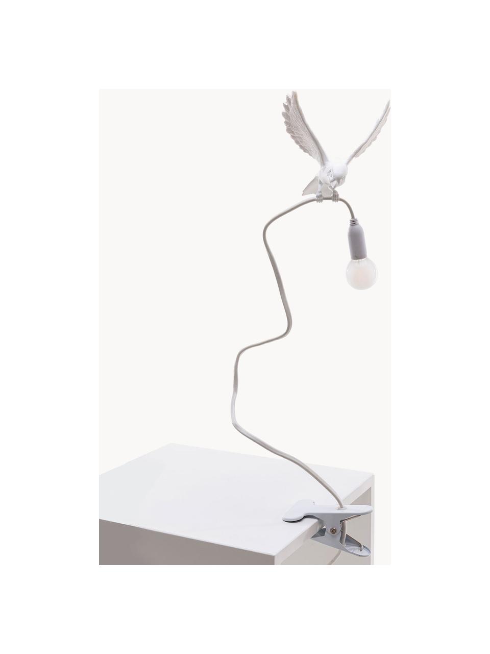 Grosse Klemm-Tischlampe Sparrow, verstellbar, Kunststoff, Weiss, matt, B 10 x H 100 cm