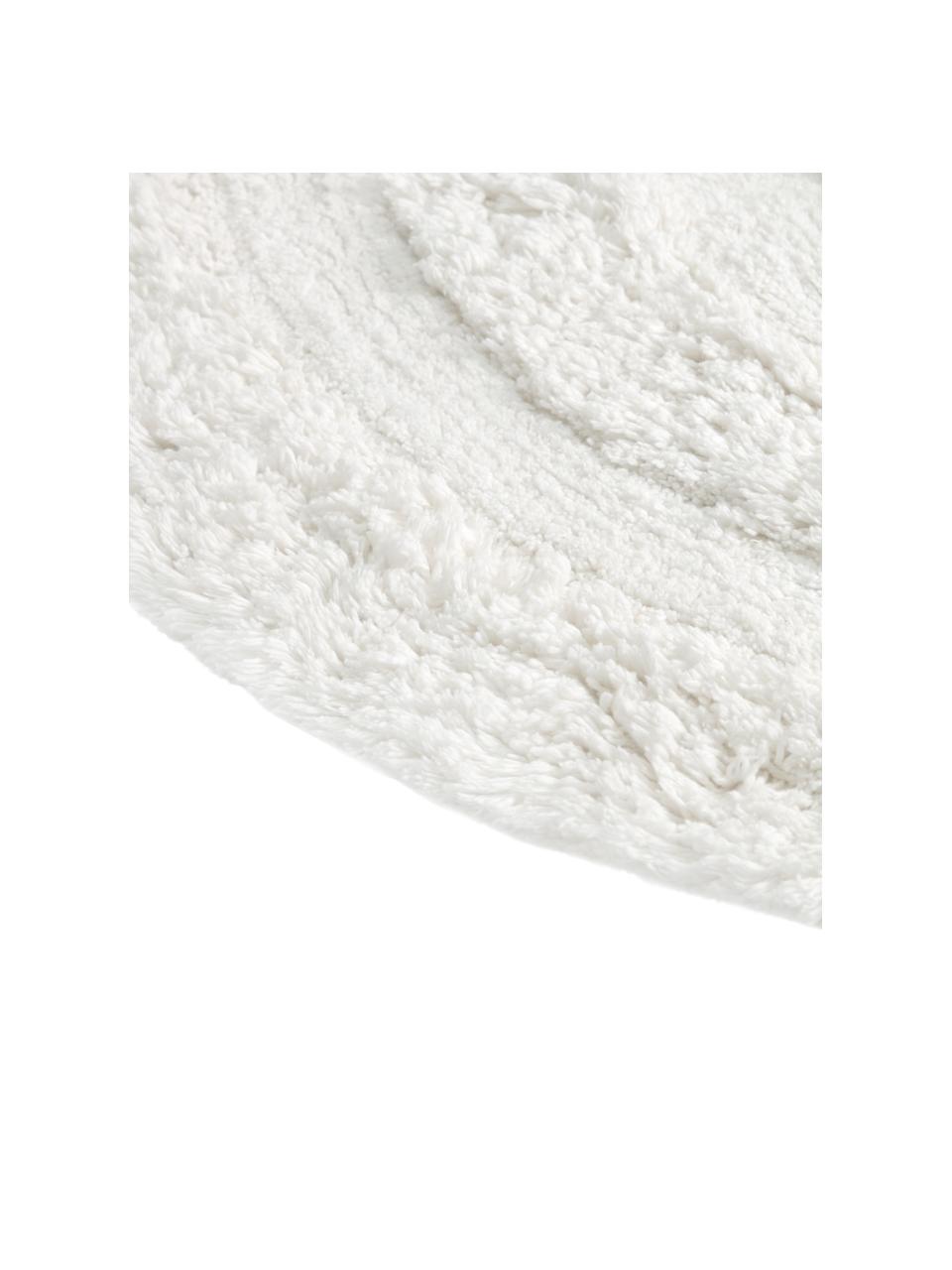 Okrúhly koberec s reliéfnym efektom Eligia, 100 % bavlna, Biela, Ø 120 cm (veľkosť S)