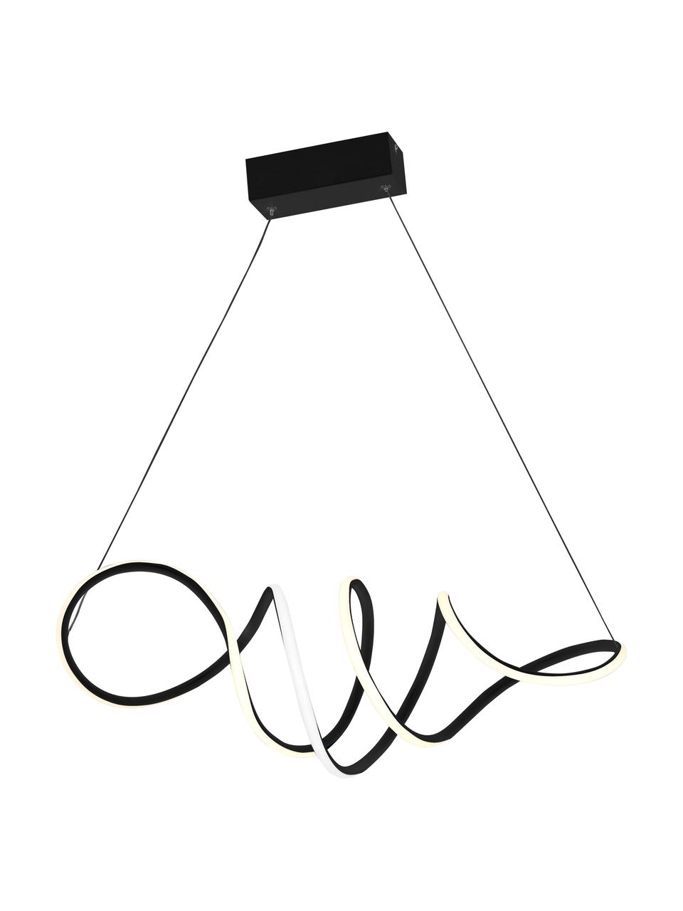 Große Design LED-Pendelleuchte Loca, Lampenschirm: Kunststoff, Baldachin: Metall, beschichtet, Schwarz, Ø 90 x H 50 cm