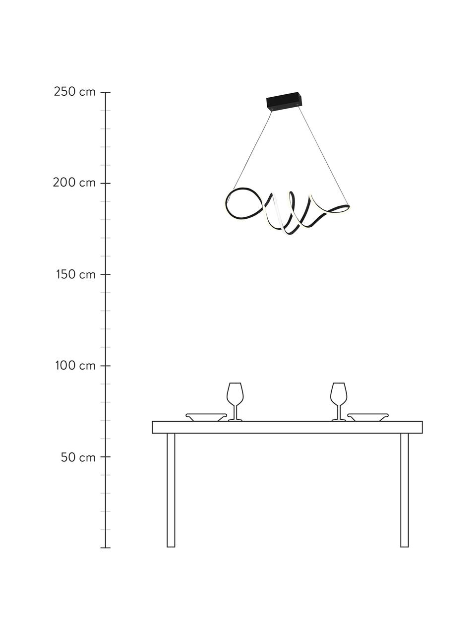 Große Design LED-Pendelleuchte Loca, Lampenschirm: Kunststoff, Baldachin: Metall, beschichtet, Schwarz, Ø 90 x H 50 cm