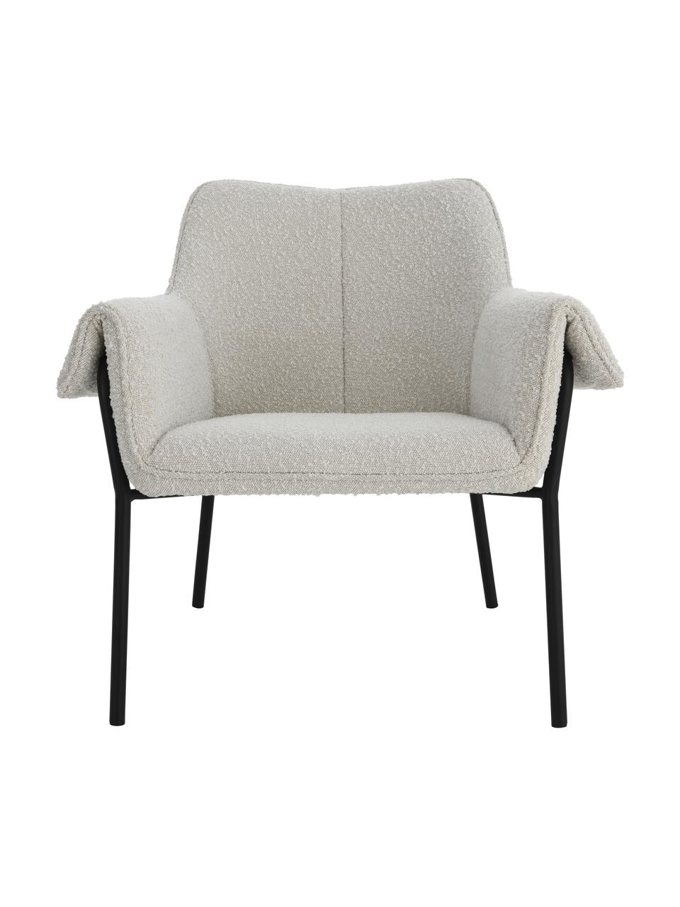 Sillón en tejido bouclé Effekt, Tapizado: 100% poliéster, Estructura: metal recubierto, Bouclé blanco, An 75 x F 64 cm