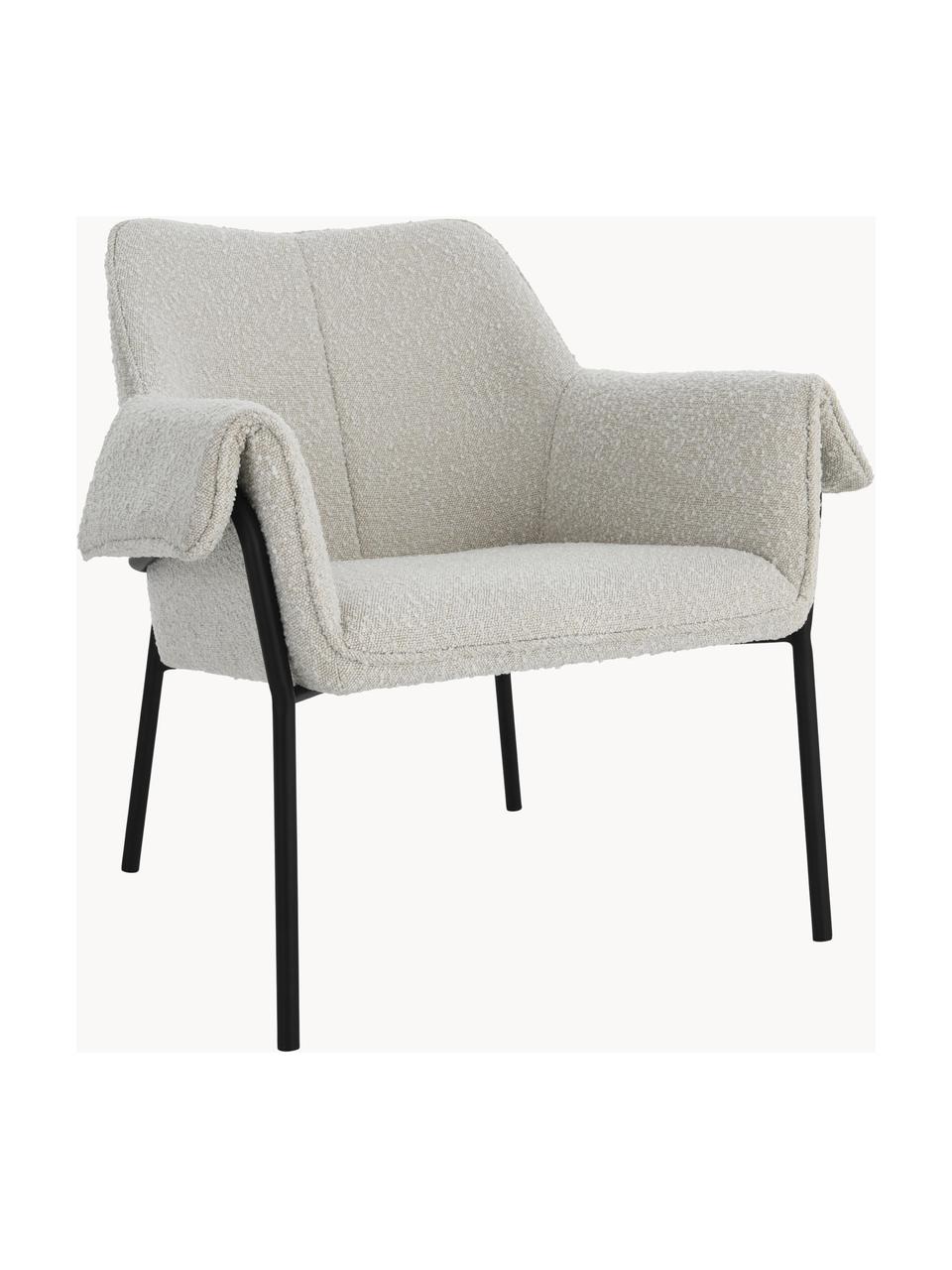 Bouclé loungefauteuil Effekt, Bekleding: 100% polyester, Frame: gecoat metaal, Bouclé wit, B 75 x D 64 cm