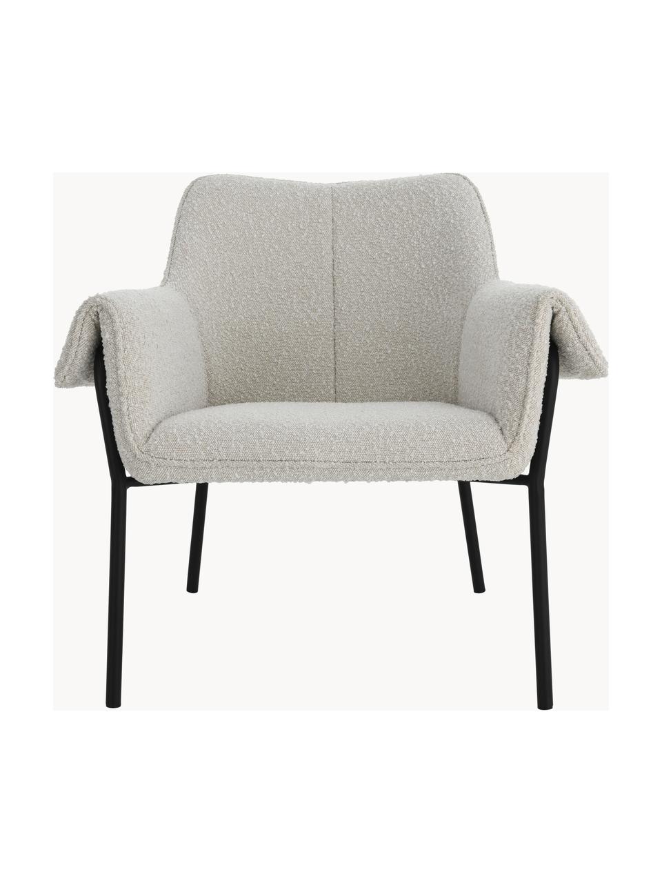 Bouclé loungefauteuil Effekt, Bekleding: 100% polyester, Frame: gecoat metaal, Bouclé wit, B 75 x D 64 cm