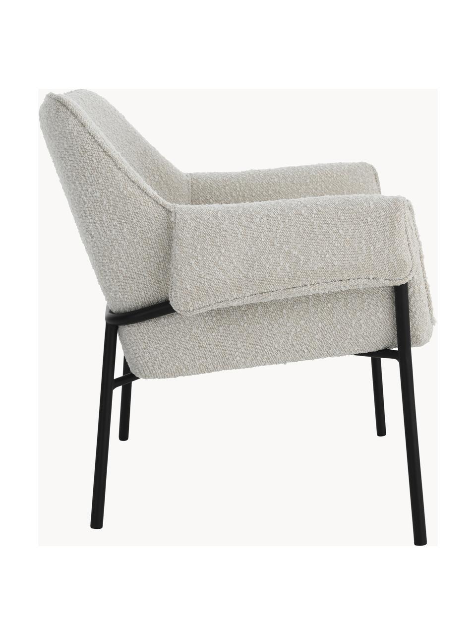 Fauteuil en tissu bouclé Effekt, Tissu bouclé blanc, larg. 75 x prof. 64 cm