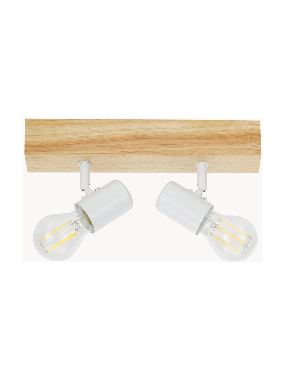 Faretti da soffitto in legno Townshend, Baldacchino: legno, Bianco, legno chiaro, Larg. 30 x Alt. 13 cm