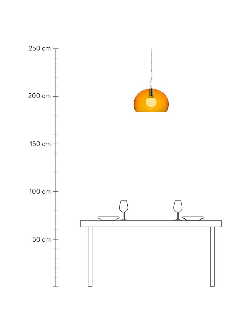 Hanglamp Small FL/Y, Lampenkap: kunststof, Oranje, transparant, Ø 38 x H 28 cm