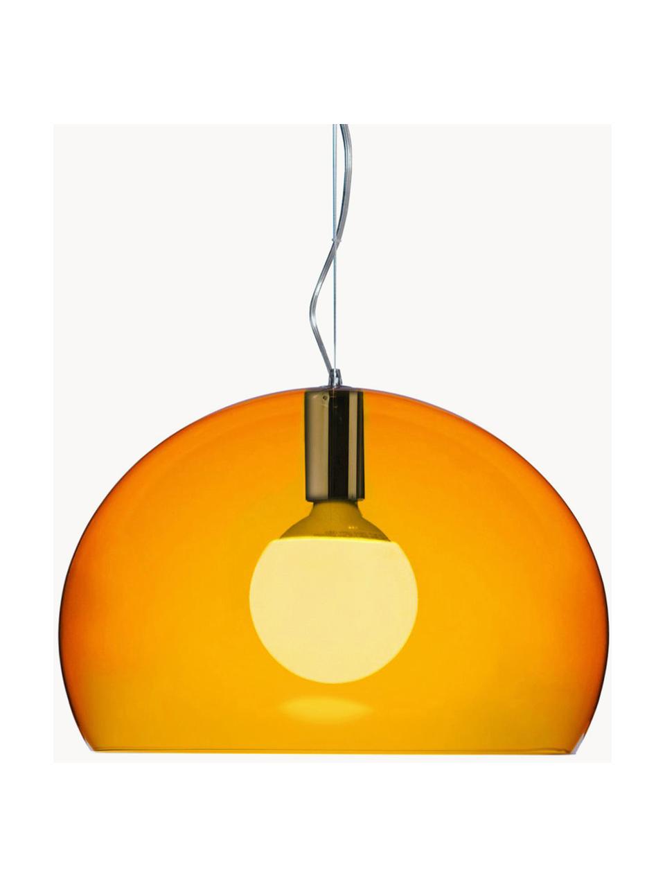 Lampada a sospensione Small FL/Y, Paralume: plastica, Arancione trasparente, Ø 38 x Alt. 28 cm