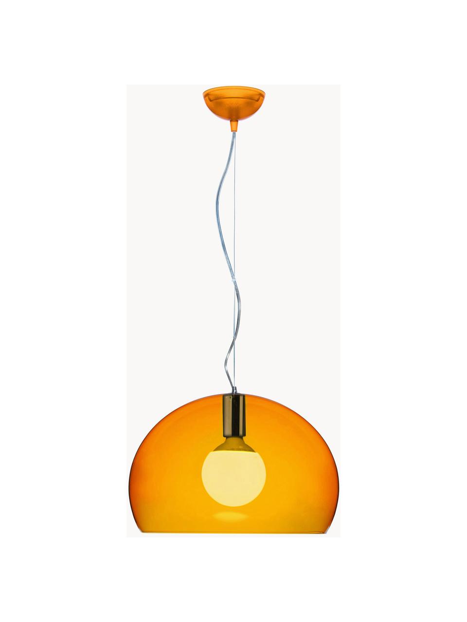 Lampada a sospensione Small FL/Y, Paralume: plastica, Arancione trasparente, Ø 38 x Alt. 28 cm