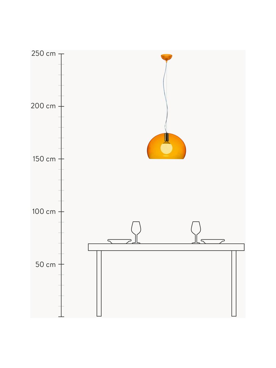 Hanglamp Small FL/Y, Lampenkap: kunststof, Oranje, transparant, Ø 38 x H 28 cm