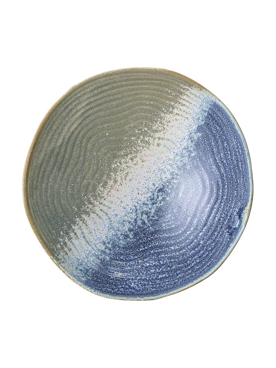 Handgemaakte serveerkom Aura Ø 24 cm van keramiek, Keramiek, Blauw, beige, groen, Ø 24 x H 7 cm