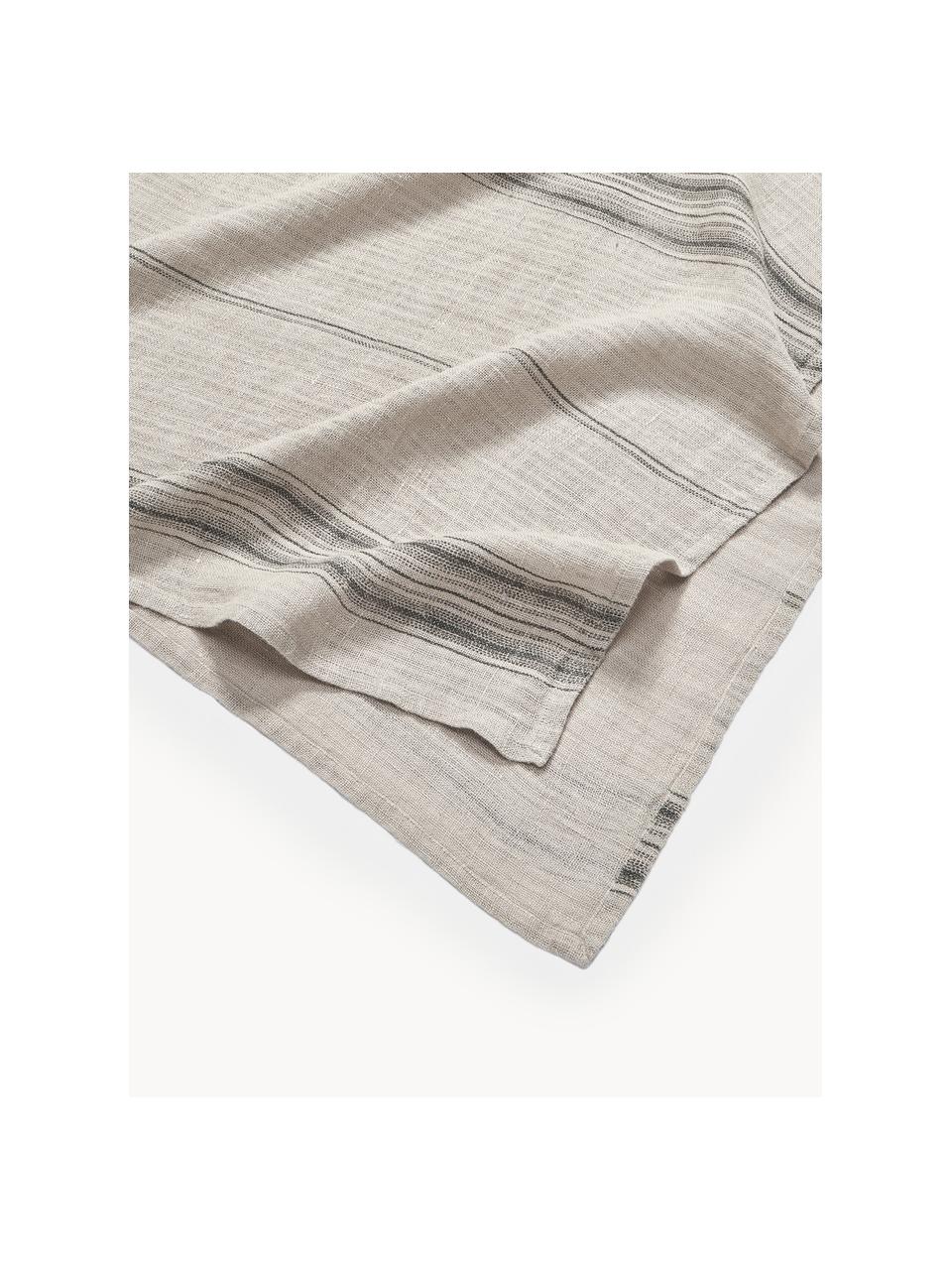 Tovaglia in lino Striped, 100% lino, Tonalità grigie, 4-6 persone (Larg. 140 x Lung. 220 cm)