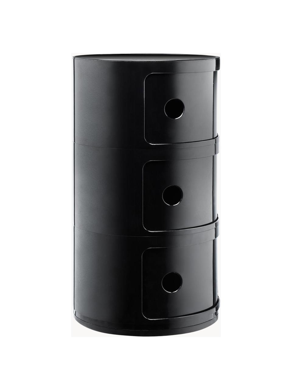Designový odkládací stolek Componibili, Umělá hmota, Černá, Ø 32 cm, V 59 cm