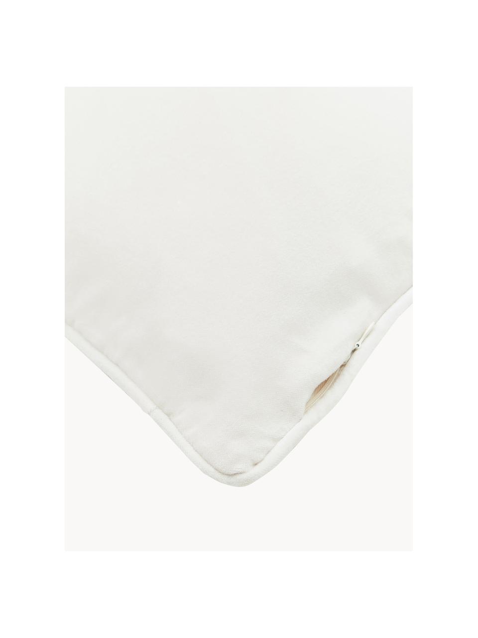 Housse de coussin 45x45 en velours Dana, 100 % velours de coton, Blanc cassé, larg. 40 x long. 40 cm