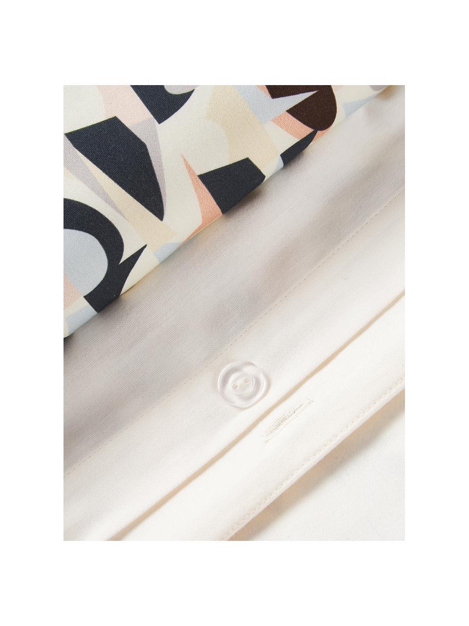 Baumwollsatin-Bettdeckenbezug Cadence mit abstraktem Muster, Webart: Satin Fadendichte 210 TC,, Schwarz, Off White, Apricot, 200 x 200 cm