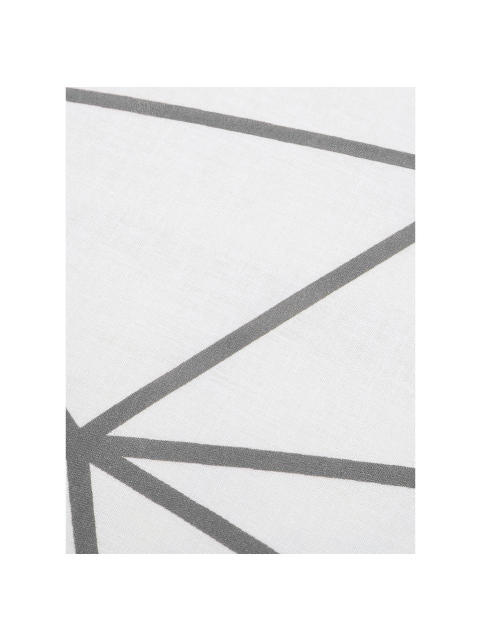 Dubbelzijdig dekbedovertrek Bray, Katoen, Bovenzijde: wit, grijs. Onderzijde: wit, 140 x 200 cm
