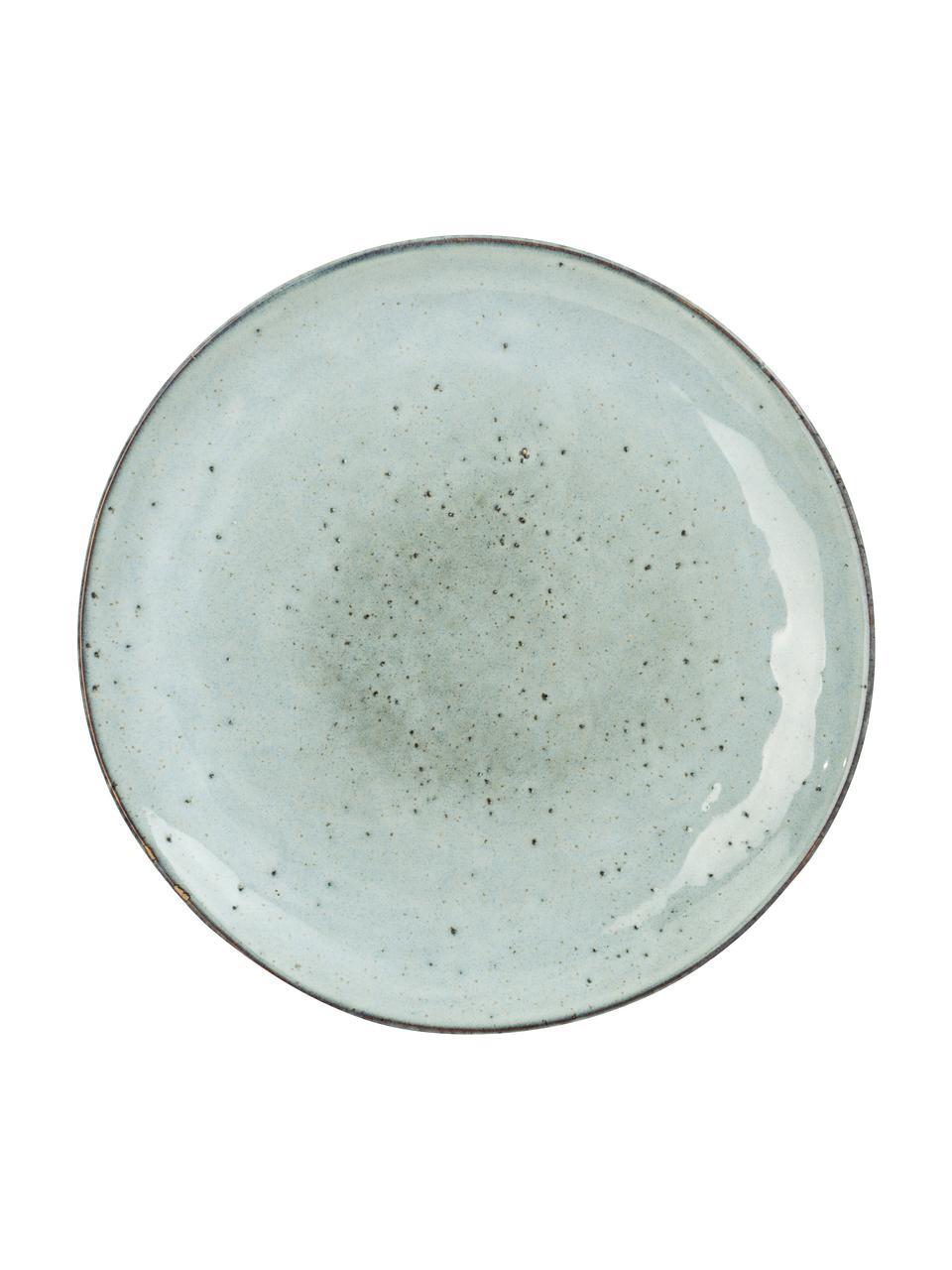 Talerz śniadaniowy Rustic, 4 szt., Porcelana, Jasnoszary, zielony, Ø 20 cm