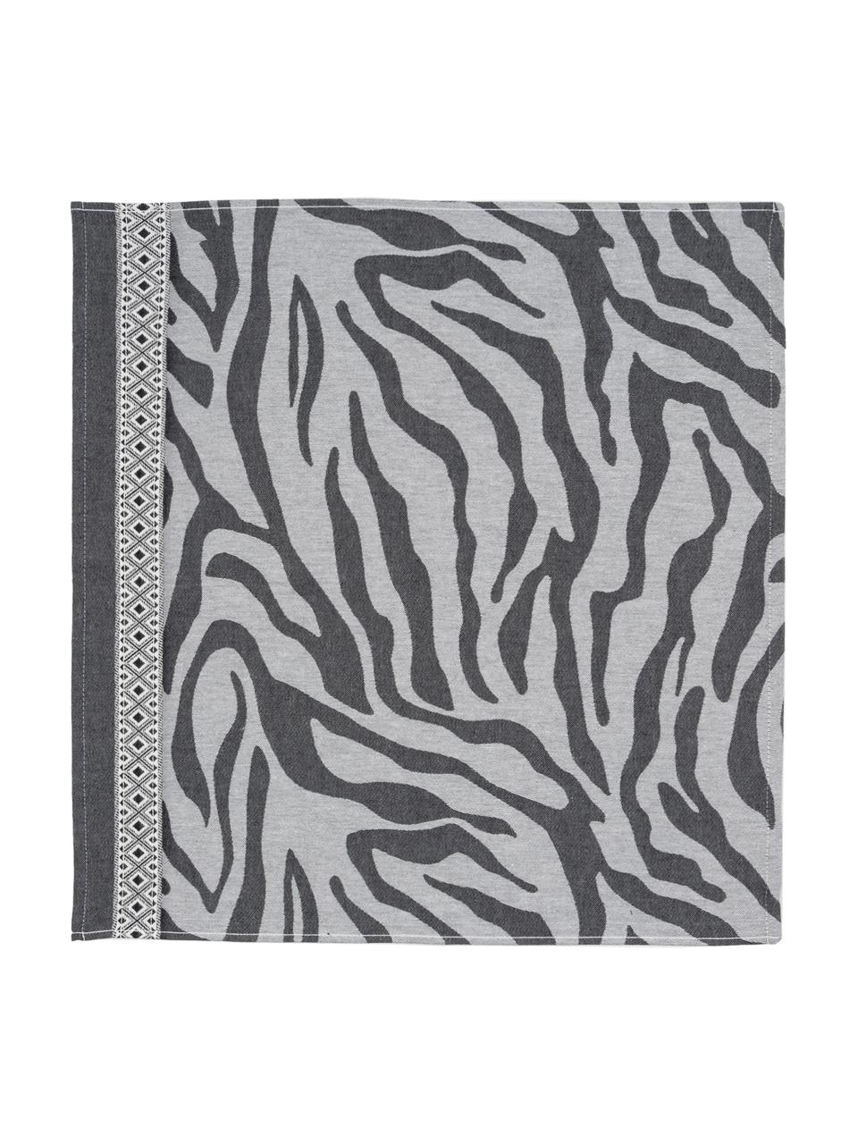 Bavlněná utěrka se vzorem zebry Africa, 6 ks, Bavlna, Černá, bílá, Š 60 cm, D 65 cm