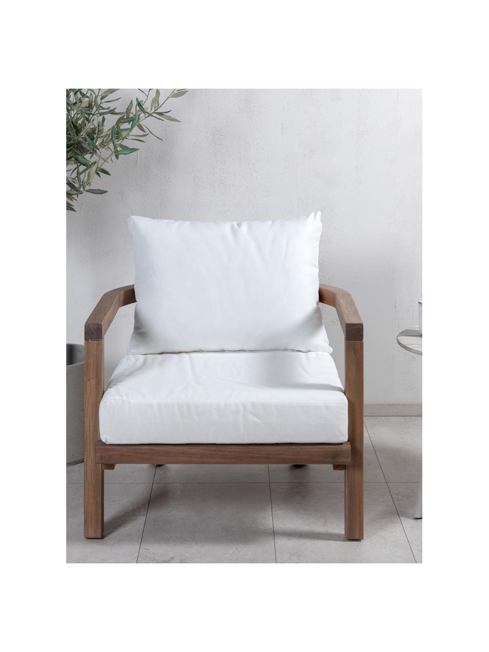 Chaise de jardin en bois d'acacia Erica, Tissu blanc, bois d'acacia, larg. 71 x haut. 55 cm