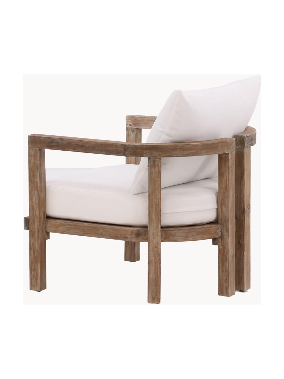 Chaise de jardin en bois d'acacia Erica, Tissu blanc crème, bois d'acacia, larg. 71 x haut. 55 cm