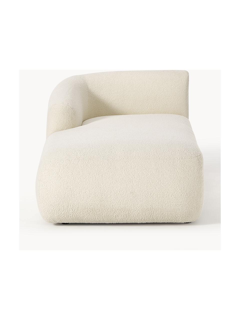 Modulo angolare in teddy Sofia, Rivestimento: teddy (100% polipropilene, Struttura: legno di abete rosso, cer, Piedini: plastica Il materiale uti, Teddy bianco latte, Larg. 185 x Prof. 92 cm, chaise longue a destra