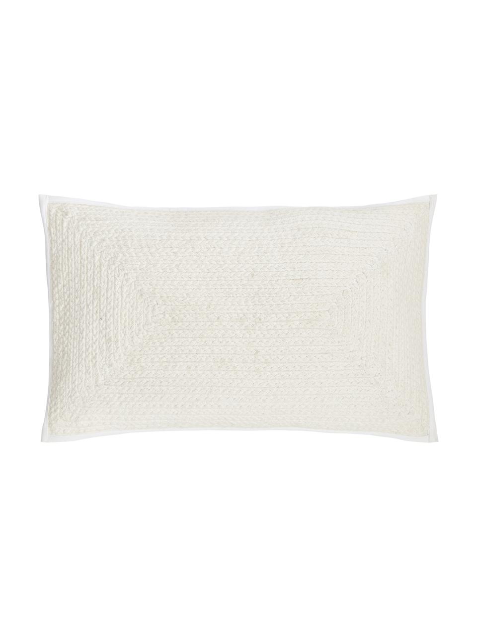 Federa arredo effetto juta Justina, 100% cotone, Bianco crema, Larg. 30 x Lung. 50 cm