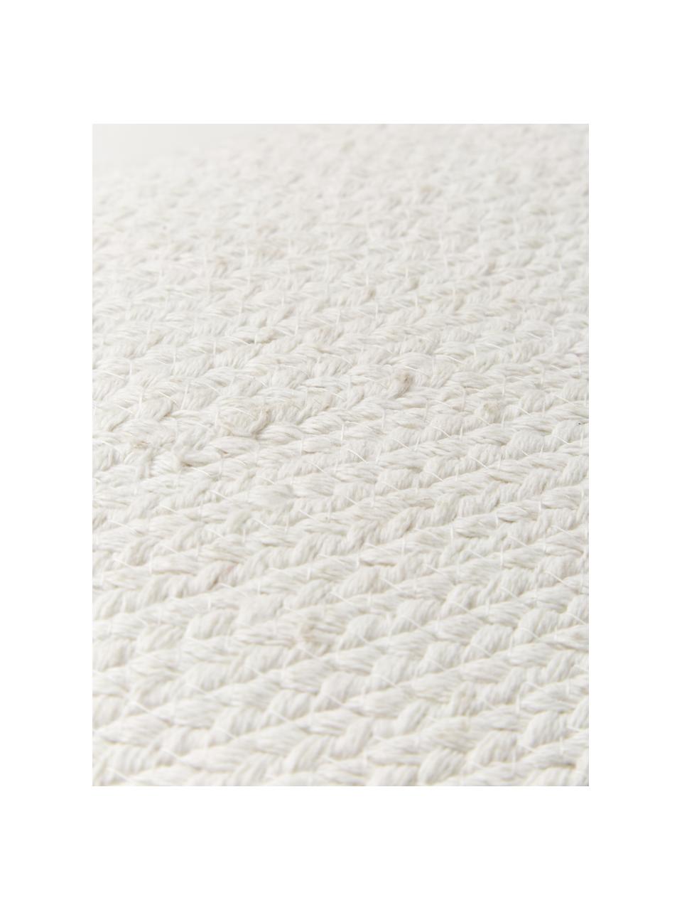 Housse de coussin rectangulaire aspect jute Justina, 100 % coton, Blanc crème, larg. 30 x long. 50 cm