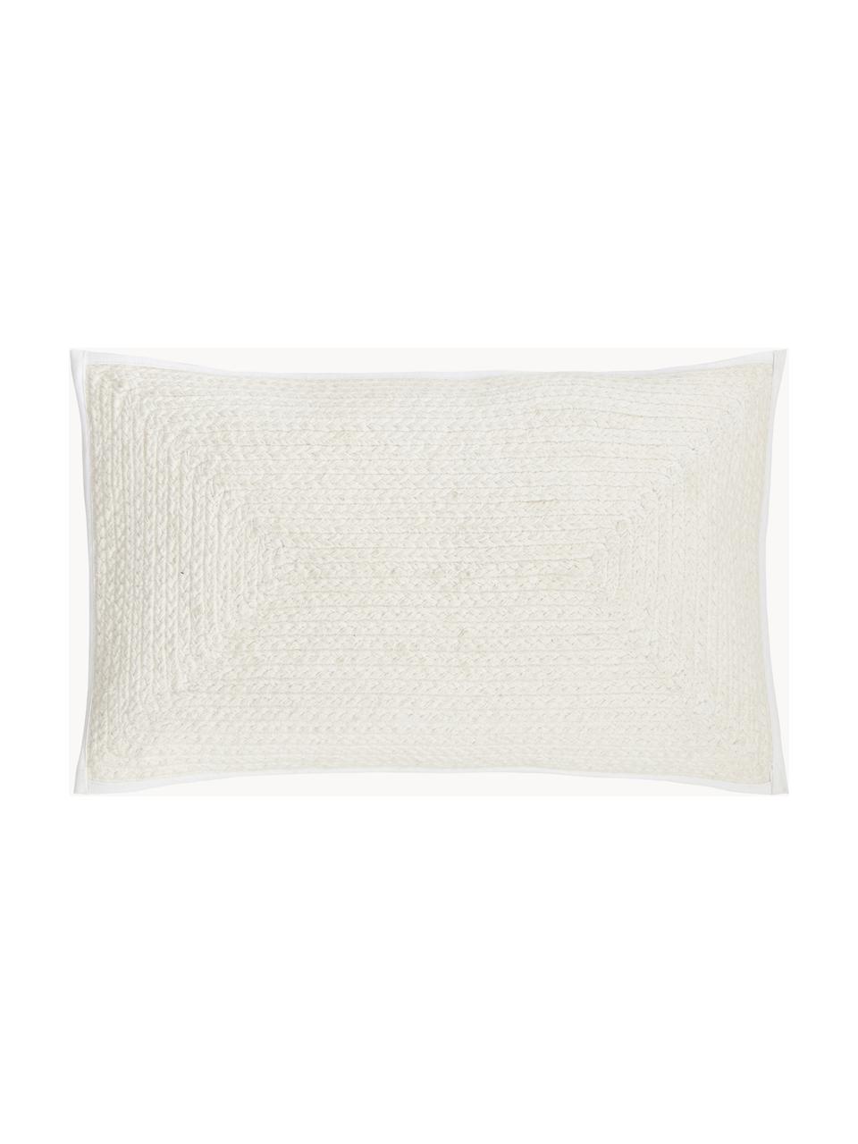 Housse de coussin rectangulaire aspect jute Justina, 100 % coton, Blanc crème, larg. 30 x long. 50 cm