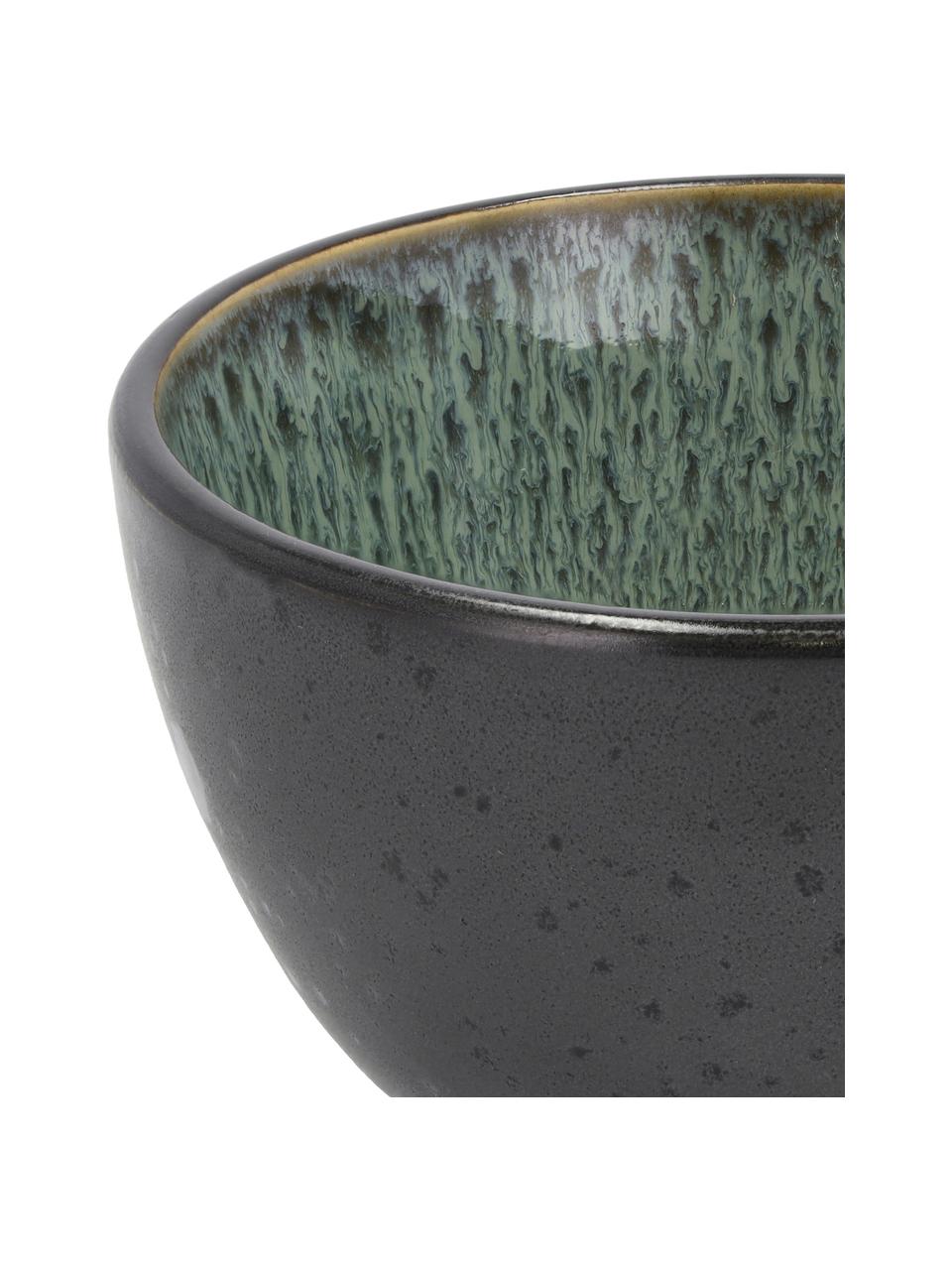 Kommen Gastro van keramiek in zwart/groen, 2 stuks, Keramiek, Zwart, groen, goudkleurig, Ø 12 x H 6 cm