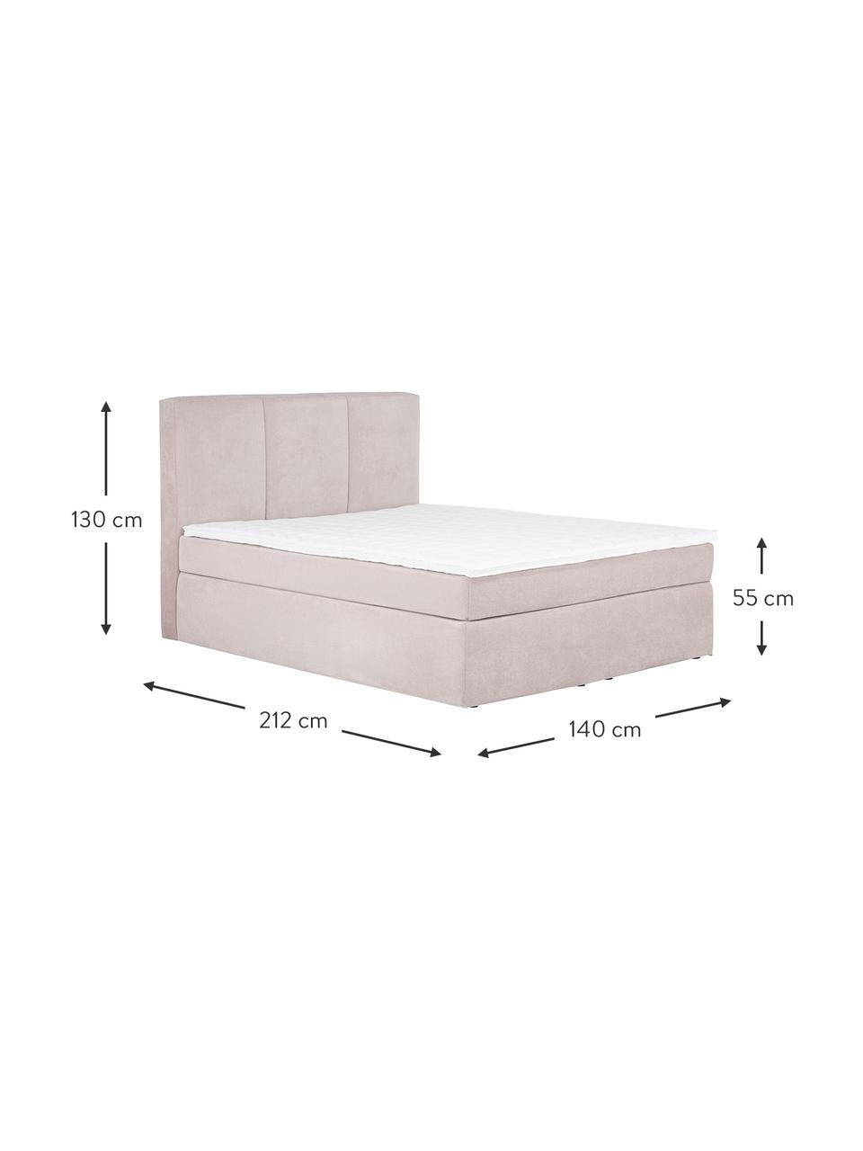 Boxspringbed Oberon, Matras: 5-zones pocketvering, Poten: kunststof, Geweven stof roze, 140 x 200 cm, hardheidsgraad H2