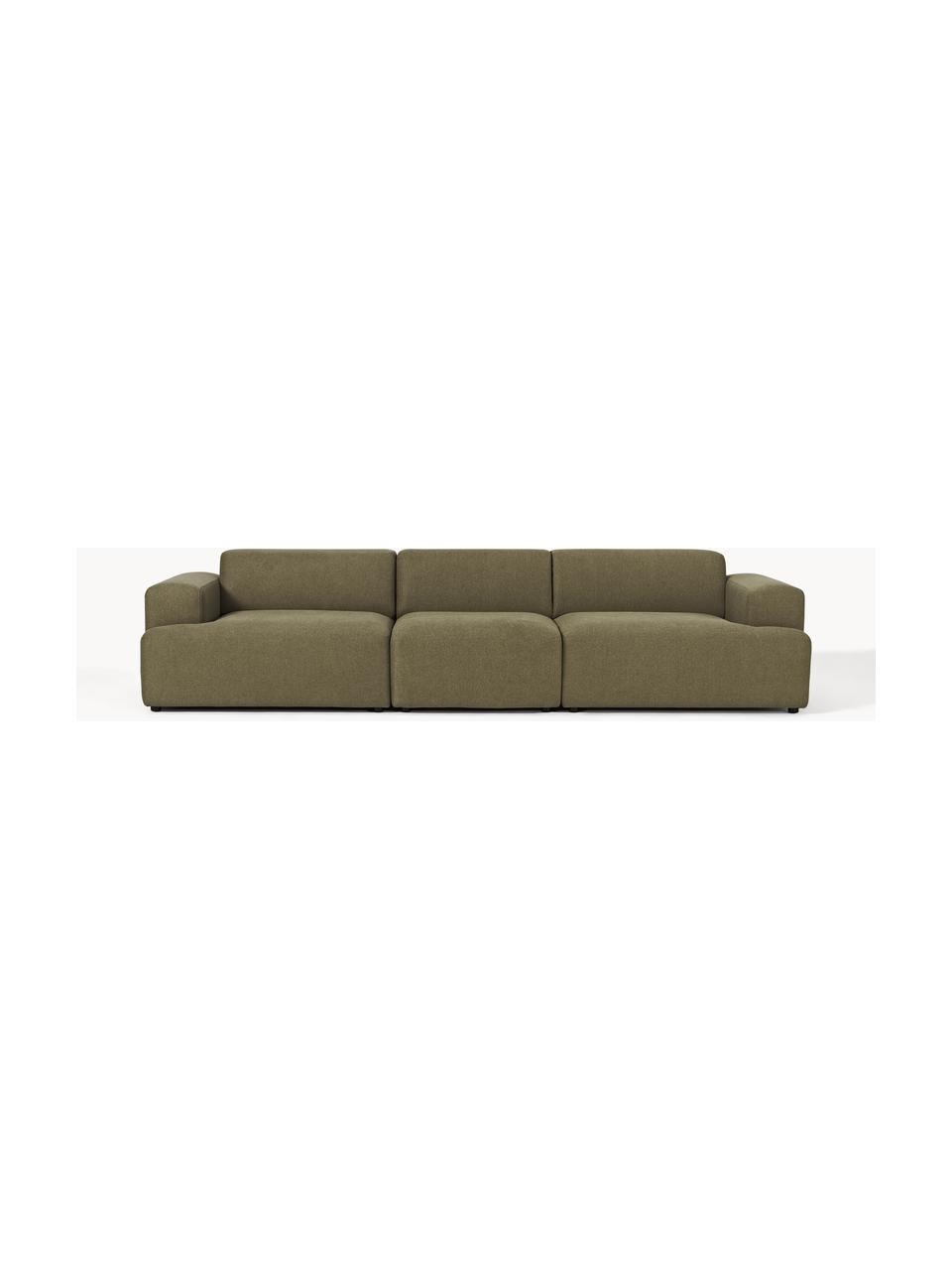 Sofa Melva (4-Sitzer), Bezug: 100 % Polyester Der strap, Gestell: Massives Kiefern- und Fic, Füße: Kunststoff Dieses Produkt, Webstoff Olivgrün, B 319 x T 101 cm