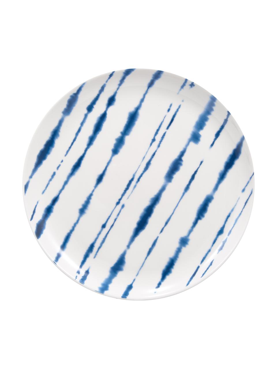 Piattino da dessert in porcellana con decoro acquarello Amaya 2 pz, Porcellana, Bianco, blu, Ø 21 x Alt. 2 cm