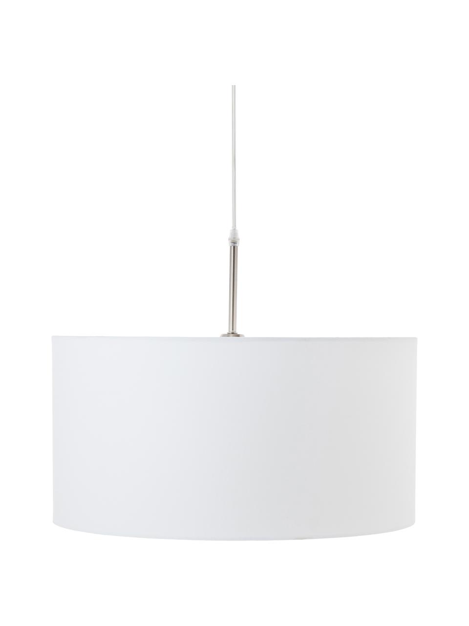 Hanglamp Blank van katoen, Lampenkap: katoenmix, Baldakijn: vernikkeld metaal, Wit, Ø 50 x H 25 cm