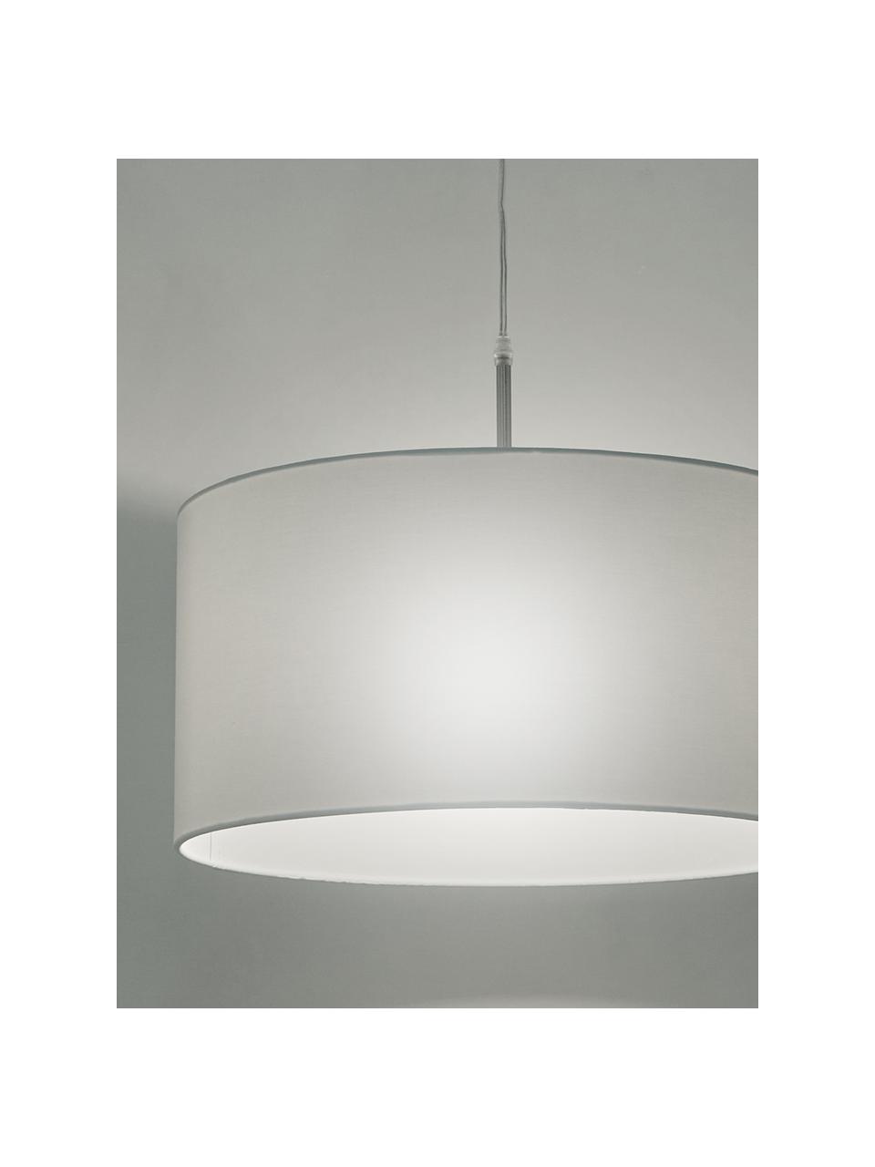 Hanglamp Blank van katoen, Lampenkap: katoenmix, Baldakijn: vernikkeld metaal, Wit, Ø 50 x H 25 cm