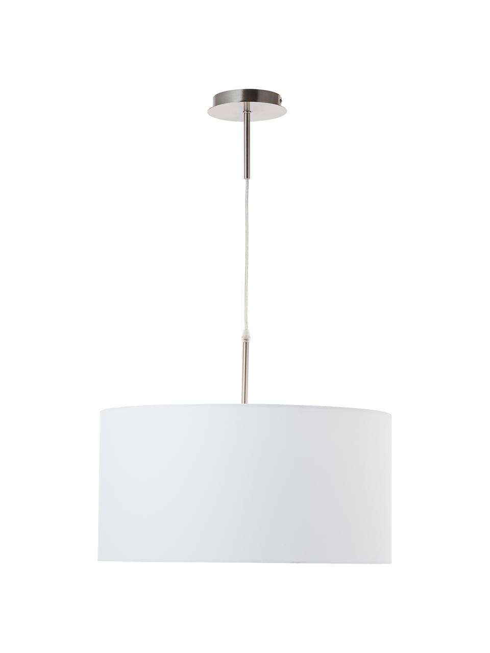 Hanglamp Blank van katoen, Lampenkap: katoenmix, Baldakijn: vernikkeld metaal, Wit, Ø 50 x H 25 cm