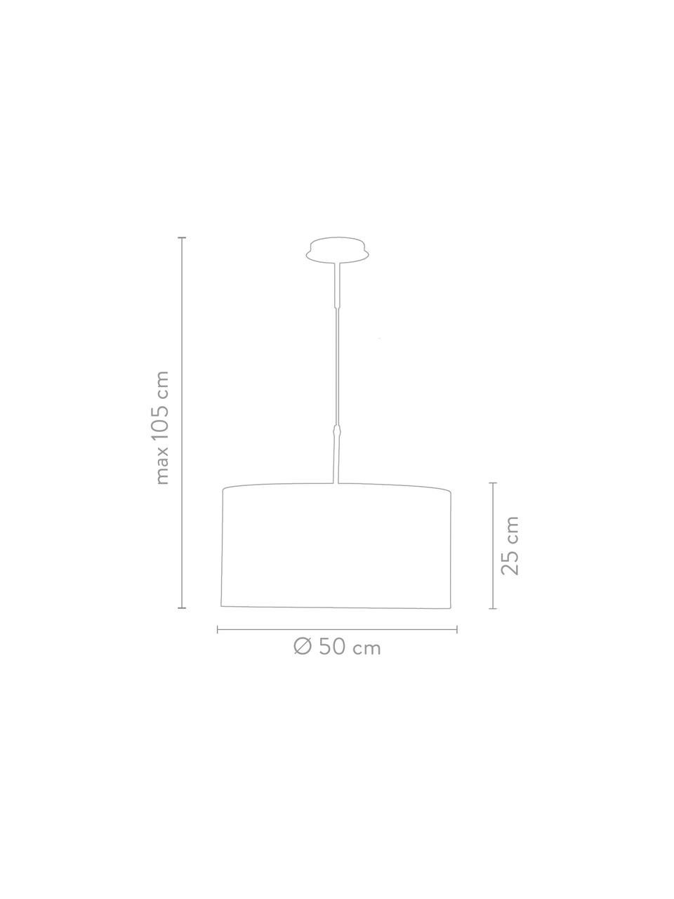 Hanglamp Blank van katoen, Lampenkap: katoenmix, Baldakijn: vernikkeld metaal, Wit, Ø 50 x H 25 cm