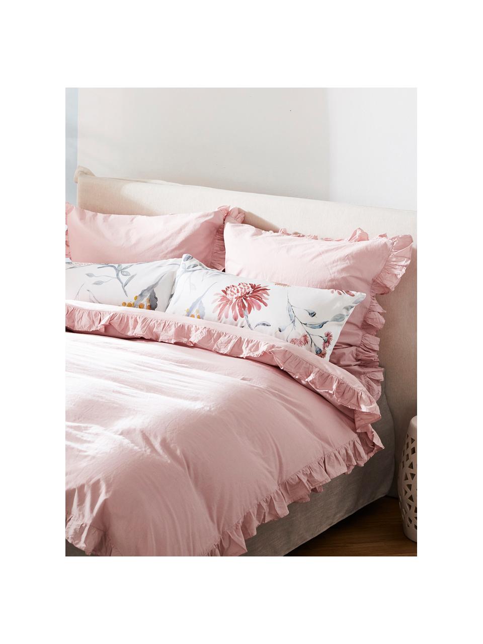 Bavlnená posteľná bielizeň s vypraným efektom Florence, Svetloružová, 200 x 200 cm + 2 vankúše 80 x 80 cm
