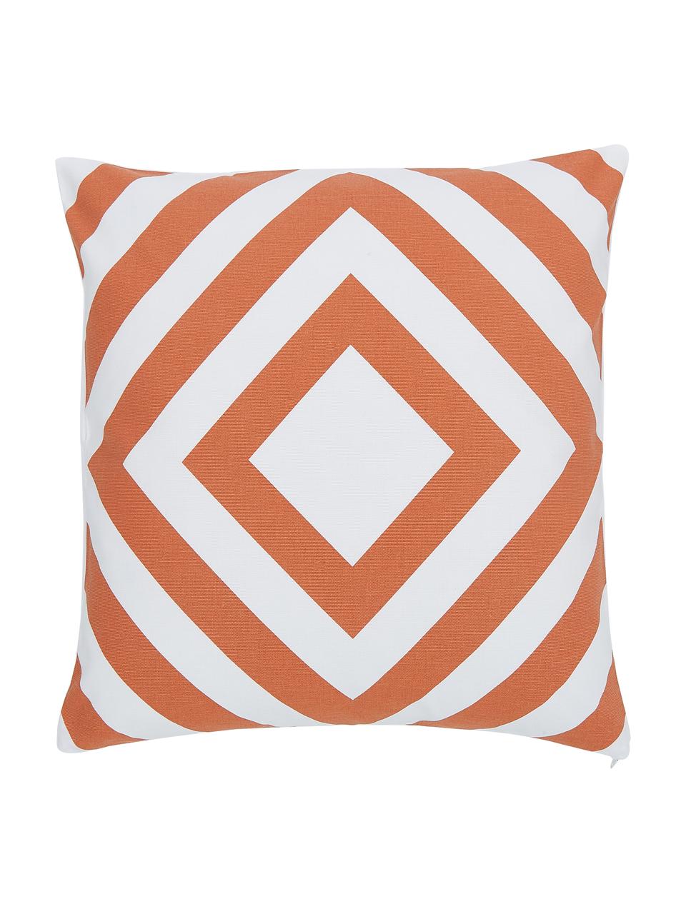 Kussenhoes Sera in oranje/wit met grafisch patroon, 100% katoen, Wit, oranje, B 45 x L 45 cm