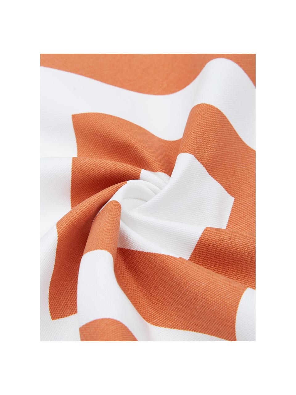 Kussenhoes Sera in oranje/wit met grafisch patroon, 100% katoen, Wit, oranje, B 45 x L 45 cm