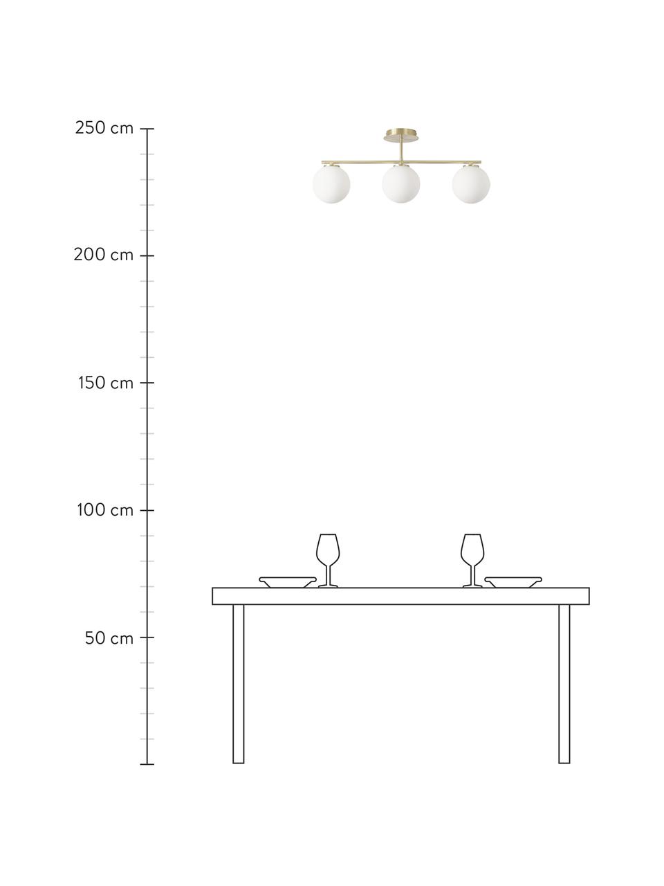 Lámpara de techo de vidrio opalino Atlanta, Anclaje: metal latón, Blanco, latón, Ø 15 x Al 28 cm