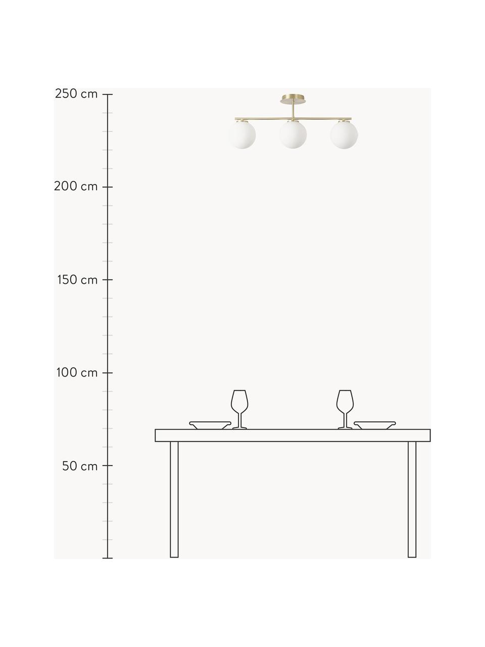 Deckenleuchte Atlanta aus Opalglas, Baldachin: Metall, vermessingt, Weiß, Goldfarben, B 70 x H 28 cm