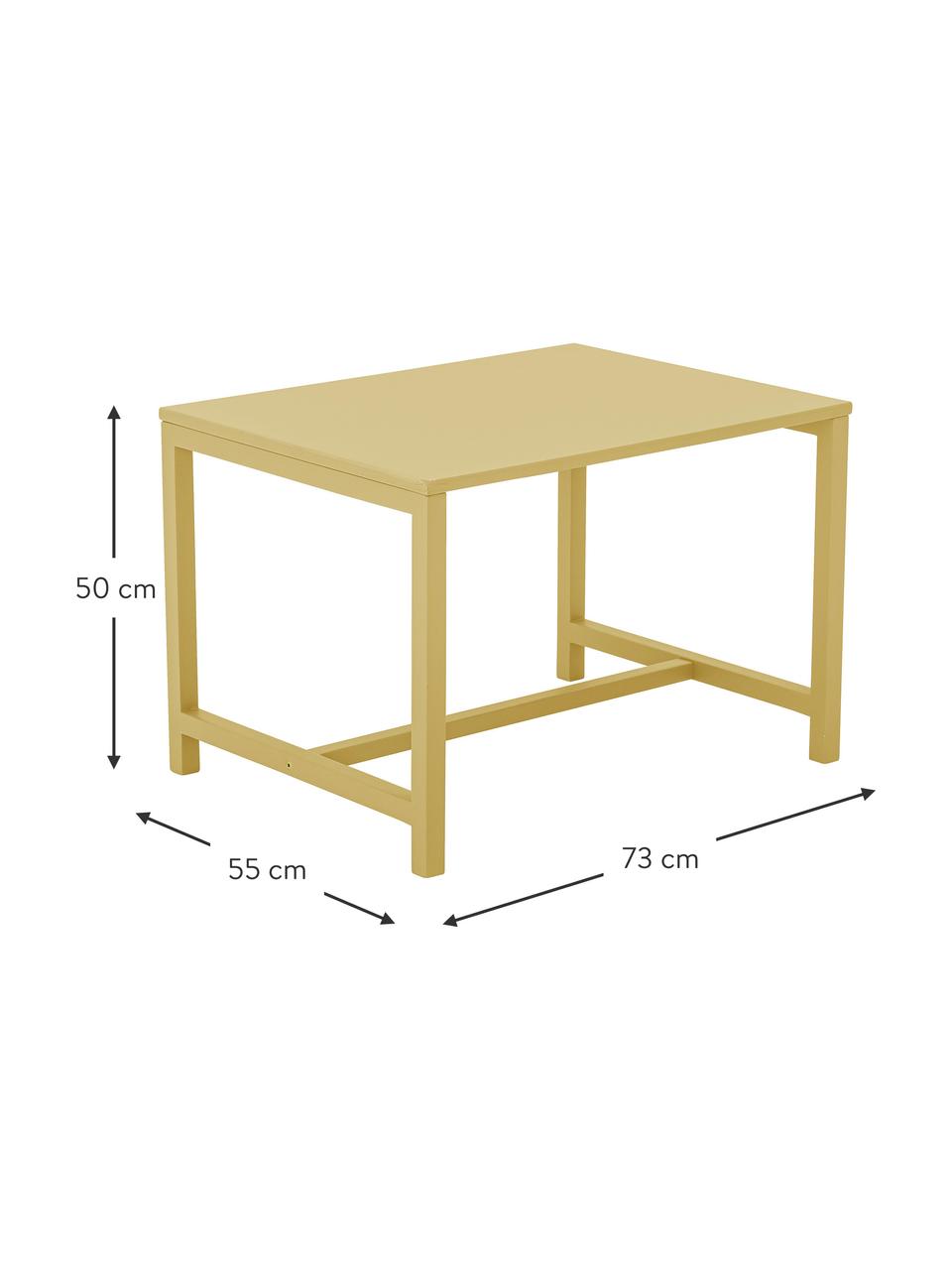 Kinder-Tisch Rese, Mitteldichte Holzfaserplatte (MDF), Gummibaumholz, Gelb, B 73 x T 55 cm
