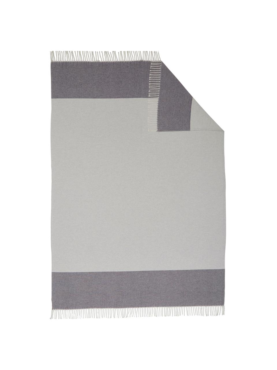 Plaid a righe Stripes, 50% cotone, 50% poliacrilico, Grigio, Larg. 150 x Lung. 200 cm